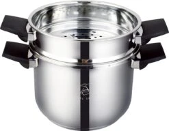 Royal Swiss Snelkookpan / Couscous Pan - 2 In 1 - 10 Liter - Ø 26 Cm - RVS - Inductie - Automatische Sluiting -Kookwereld Winkel 1200x935