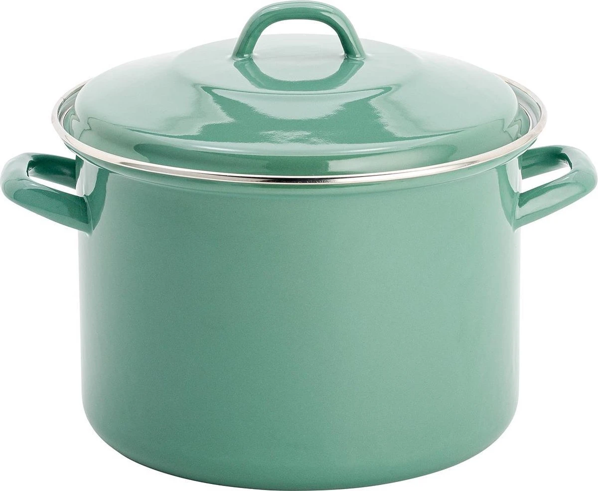 Lite-Body Magnus Soeppan/Stamppotpan Met Deksel - 24cm/8l - Emaille - Olijf Groen 1 Lite-Body Magnus Soeppan/Stamppotpan Met Deksel - 24cm/8l - Emaille - Olijf Groen