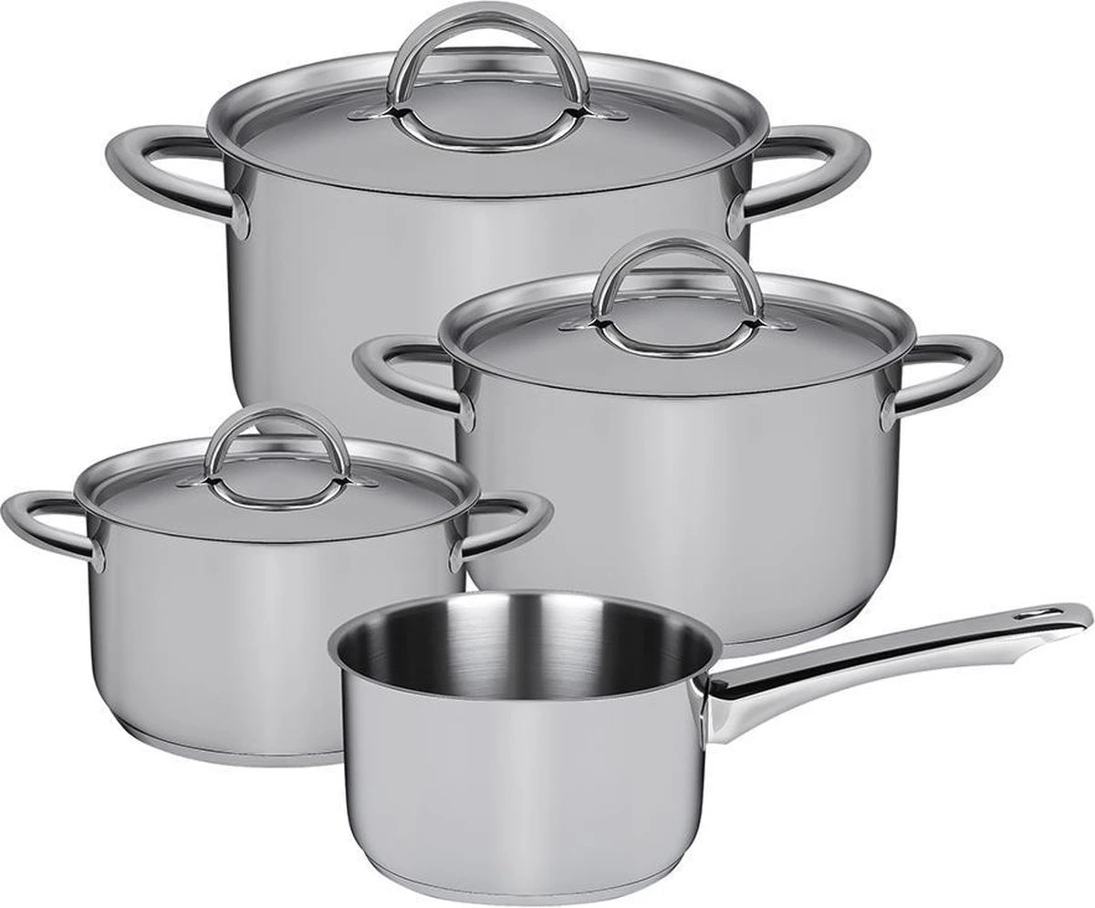Sola Pannenset Blizz - 4 Delig - Ø Cm - Zilver - RVS - Sandwichbodem 1 Sola Pannenset Blizz - 4 Delig - Ø Cm - Zilver - RVS - Sandwichbodem