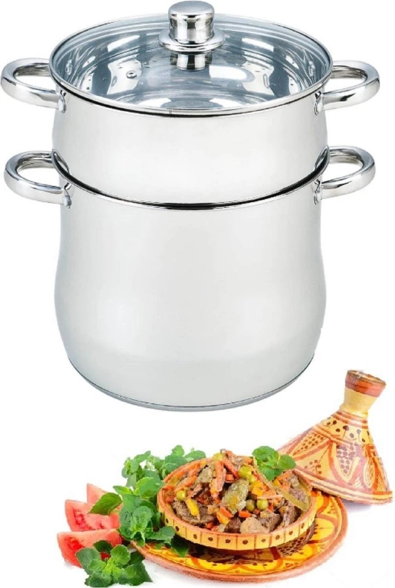 Royal Swiss - Couscous Pan - Couscous Maker - Stoompan RVS - 8 Liter 1 Royal Swiss - Couscous Pan - Couscous Maker - Stoompan RVS - 8 Liter