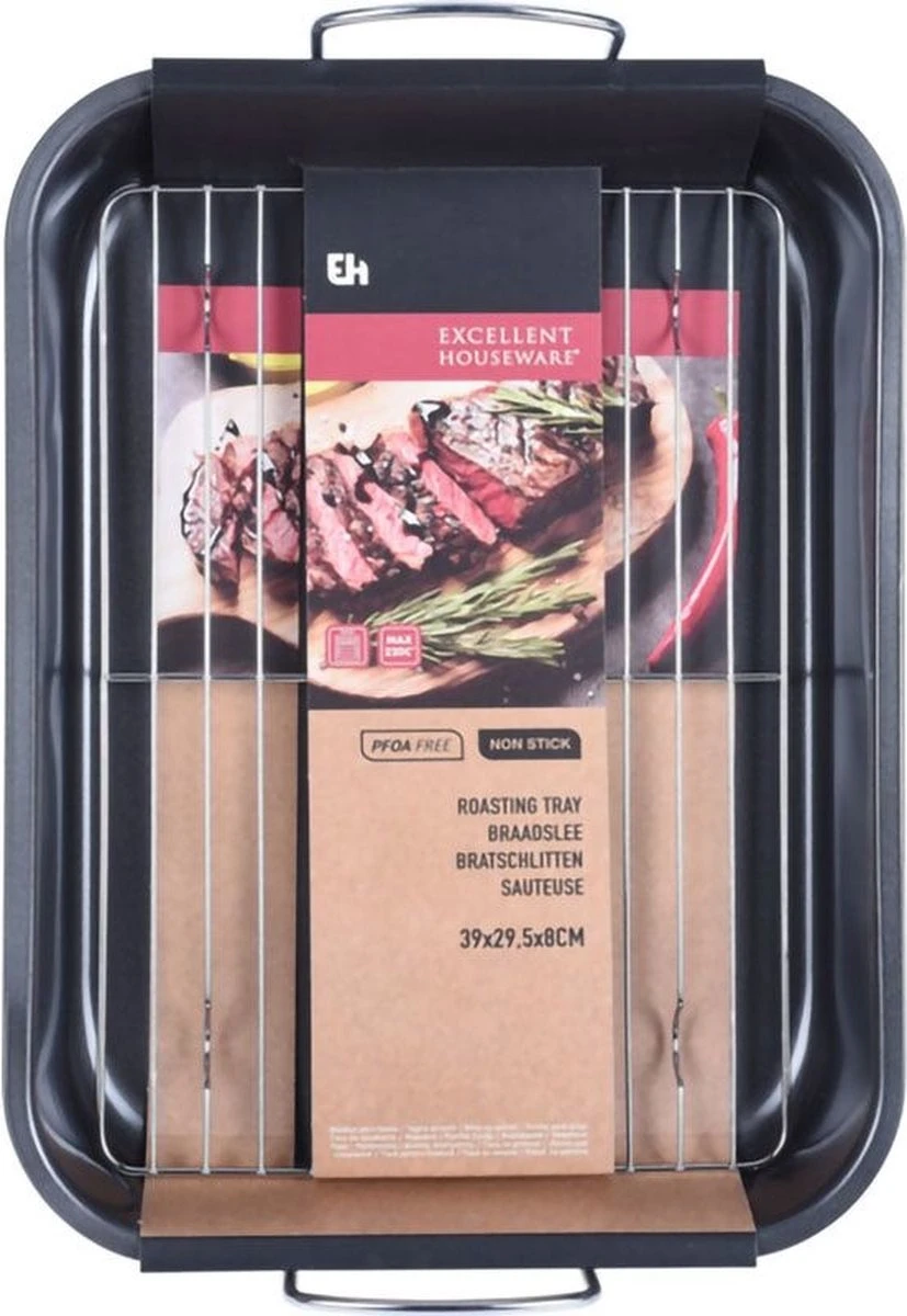 Excellent Houseware Anti-aanbak Braadslede - Met Rooster 2 Excellent Houseware Anti-aanbak Braadslede - Met Rooster - Afbeelding 2