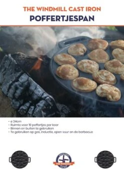 The Windmill Poffertjespan 30 Cm Gietijzer 2,3 Kg Zwart -Kookwereld Winkel 847x1200