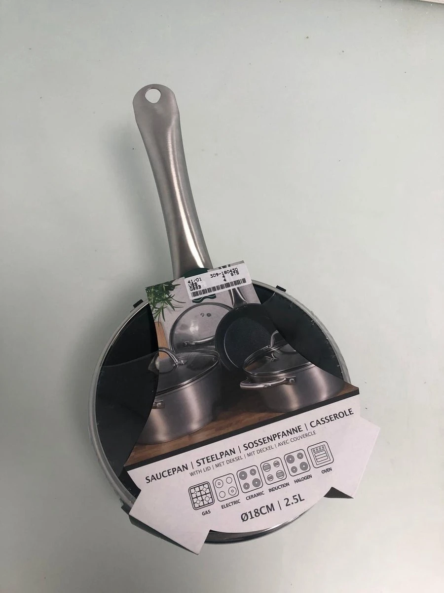 Excellent Houseware Steelpan -18 Cm - Zilver 3 Excellent Houseware Steelpan -18 Cm - Zilver - Afbeelding 3