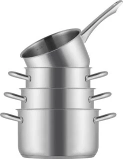 Sola Pannenset Blizz - 4 Delig - Ø Cm - Zilver - RVS - Sandwichbodem 25 Sola Pannenset Blizz - 4 Delig - Ø Cm - Zilver - RVS - Sandwichbodem -Kookwereld Winkel 933x1200