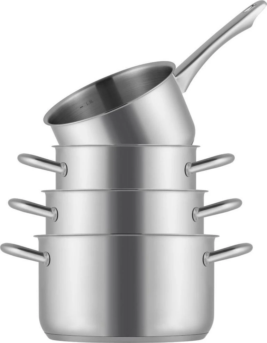 Sola Pannenset Blizz - 4 Delig - Ø Cm - Zilver - RVS - Sandwichbodem 12 Sola Pannenset Blizz - 4 Delig - Ø Cm - Zilver - RVS - Sandwichbodem - Afbeelding 12